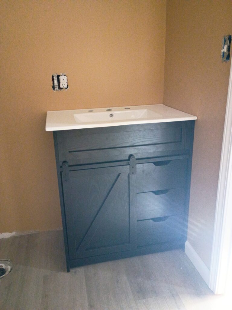 Vanity cabinet and countertop detail