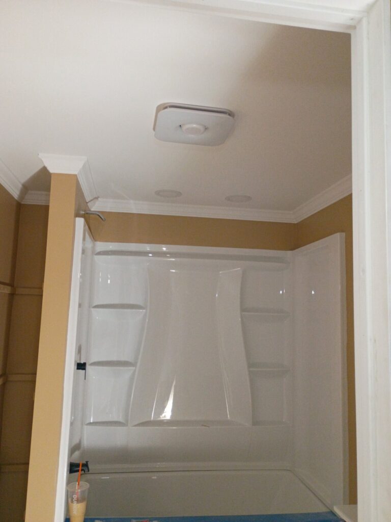 Ceiling fixture and shower surround